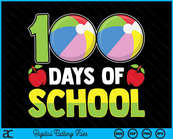 100e schooldag jongens meisjes kinderen strandbal 100 dagen school SVG PNG digitale snijbestanden