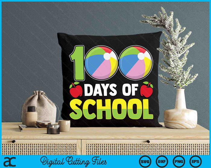 100e schooldag jongens meisjes kinderen strandbal 100 dagen school SVG PNG digitale snijbestanden