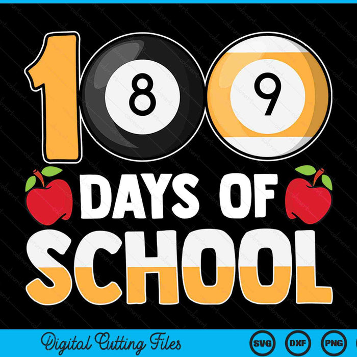 100th day of school pool ball 100 days SVG cut file