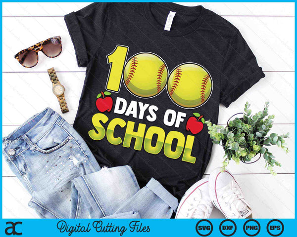 100th Day Of School Boys Girls Kids Softball 100 Days Of School SVG PNG Digital Cutting Files
