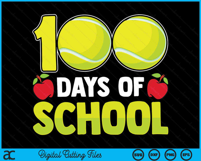 100e schooldag jongens meisjes kinderen tennis 100 dagen school SVG PNG digitale snijbestanden