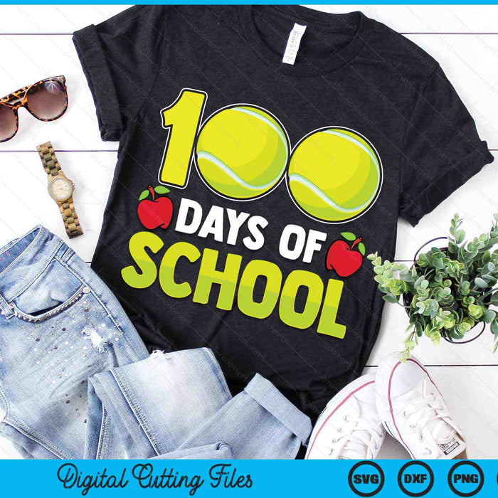 100e schooldag jongens meisjes kinderen tennis 100 dagen school SVG PNG digitale snijbestanden