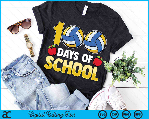 100th Day Of School Boys Girls Kids Volleyball  100 Days Of School SVG PNG Digital Cutting Files