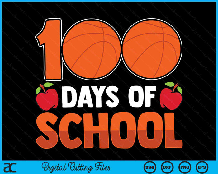 100e schooldag jongens meisjes kinderen basketbal 100 dagen school SVG PNG digitale snijbestanden