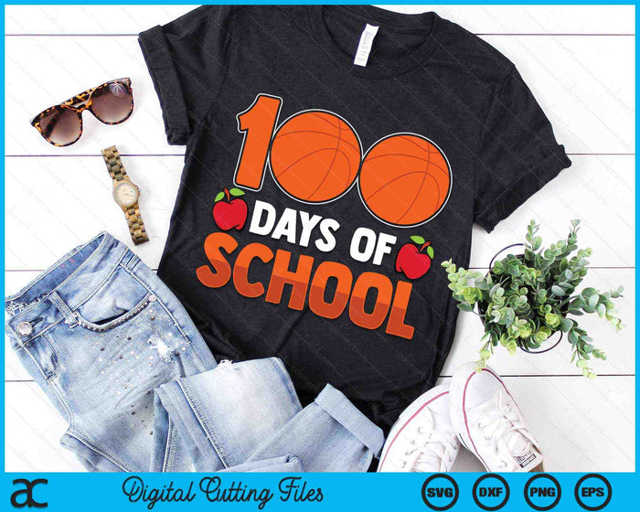 100e schooldag jongens meisjes kinderen basketbal 100 dagen school SVG PNG digitale snijbestanden