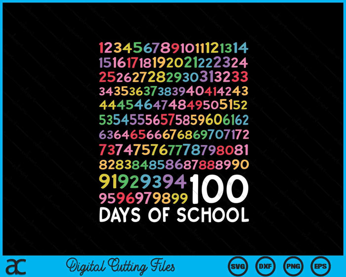 100th Day of School Teacher Kids 100 Days Math Numbers SVG PNG Digital Printable Files