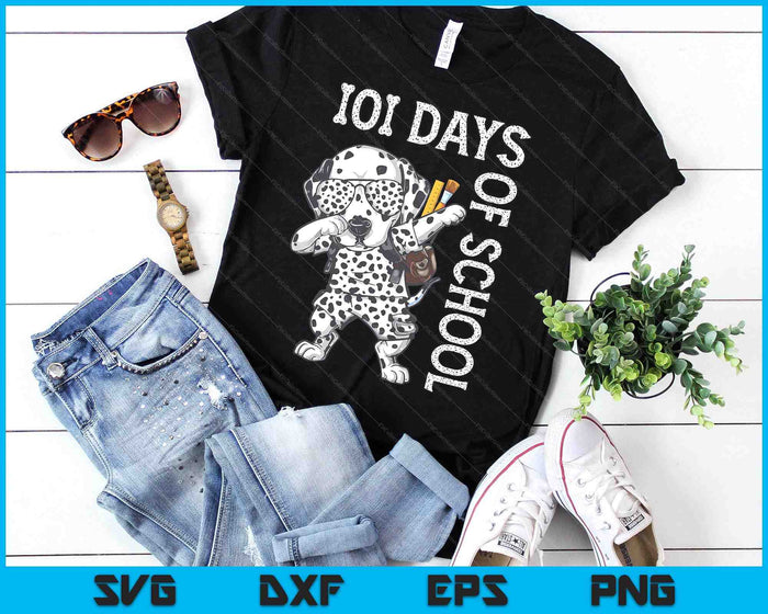 101 Days School Dabbing Dalmatian Dog SVG PNG Digital Cutting Files