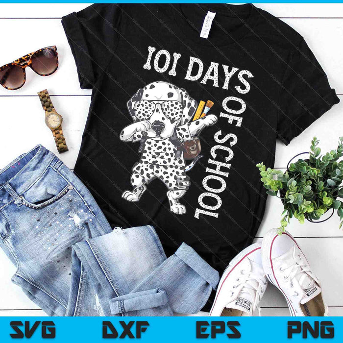 101 Days School Dabbing Dalmatian Dog SVG PNG Digital Cutting Files