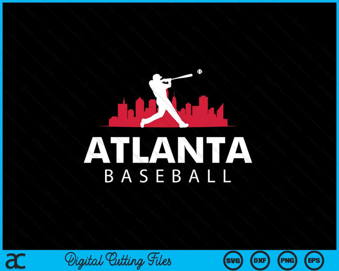 Atlanta Baseball Vintage Minimalist Retro Baseball Lover SVG PNG Digital Printable Files