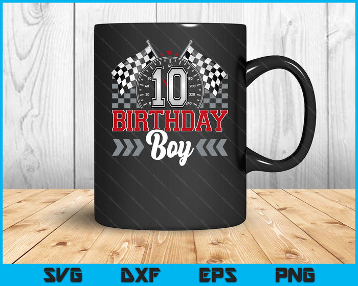 10 Ten Year Old Race Car 10th Birthday Boy 10yr Racing Pit Crew SVG PNG Digital Printable Files