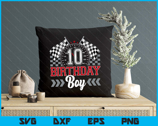 10 Ten Year Old Race Car 10th Birthday Boy 10yr Racing Pit Crew SVG PNG Digital Printable Files