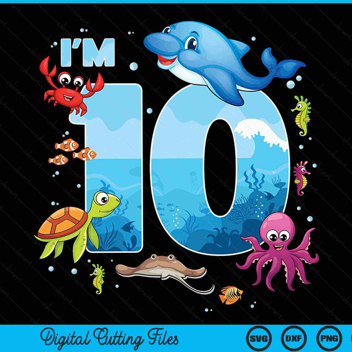10 Year Old Birthday Whale Fish Sea Bday Boys And Girls  SVG PNG Digital Printable Files