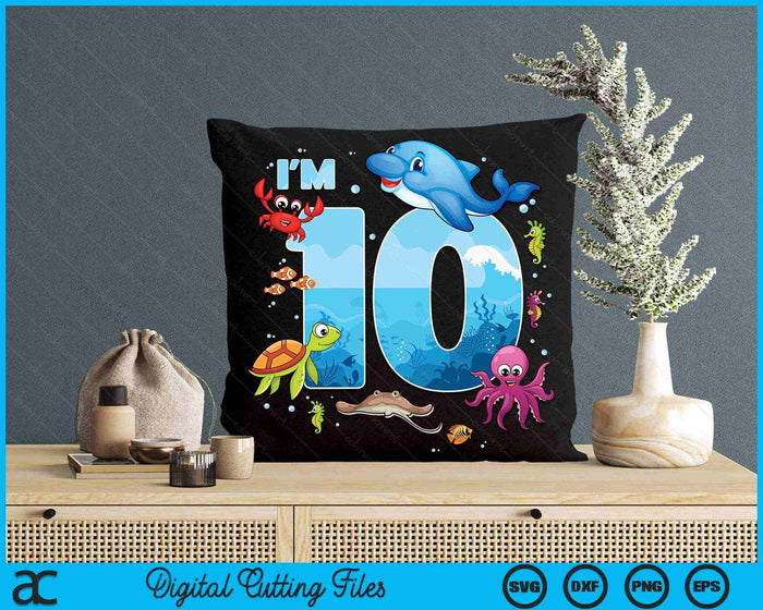10 Year Old Birthday Whale Fish Sea Bday Boys And Girls  SVG PNG Digital Printable Files