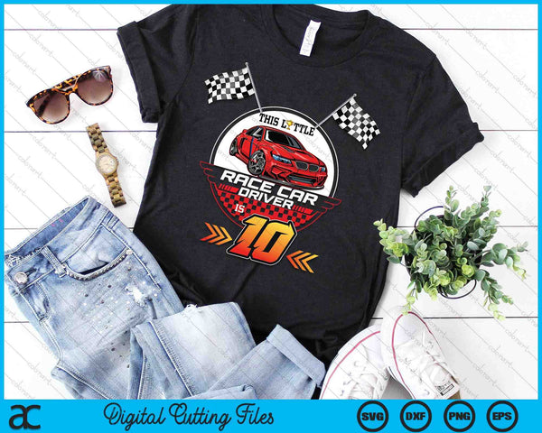 10 Year Old Race Car Birthday 10th Racing Party SVG PNG Digital Printable Files