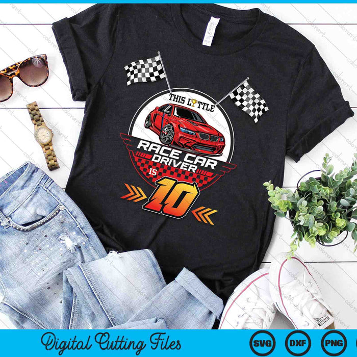 10 Year Old Race Car Birthday 10th Racing Party SVG PNG Digital Printable Files