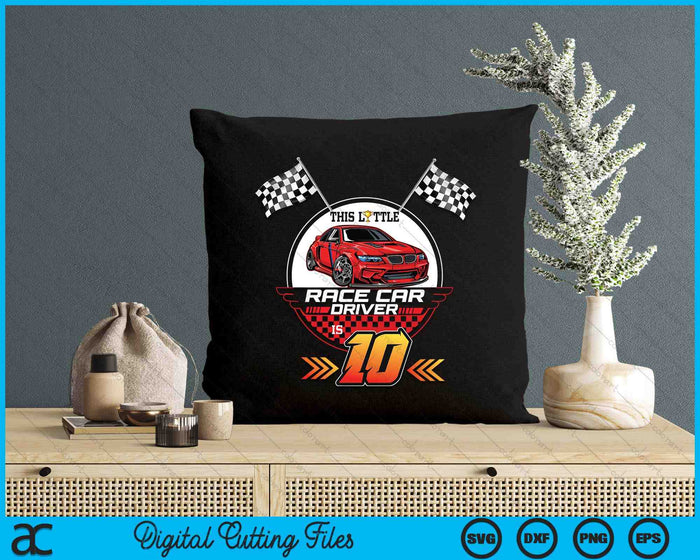 10 Year Old Race Car Birthday 10th Racing Party SVG PNG Digital Printable Files