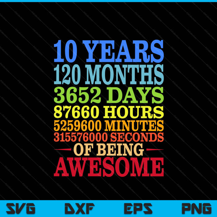 10 years old 10th birthday vintage retro SVG cut file