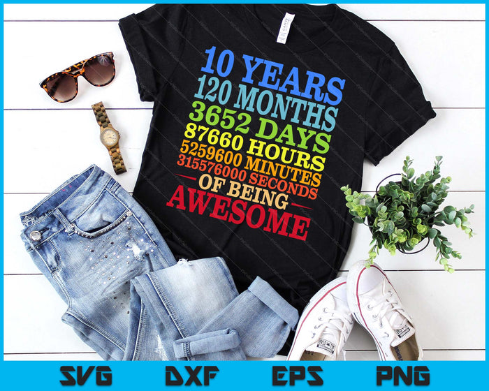 10 Years Old 10th Birthday Vintage Retro SVG PNG Digital Printable Files