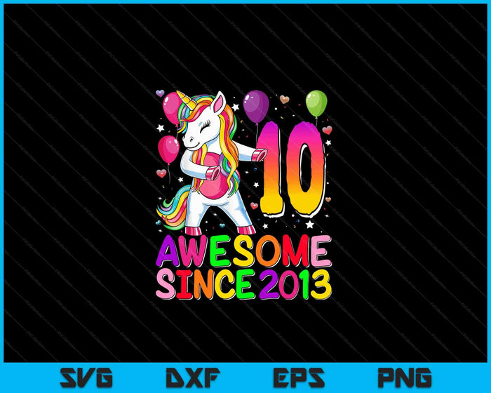 10 Years Old Unicorn Flossing 10th Birthday Girl Unicorn Party SVG PNG Digital Cutting Files