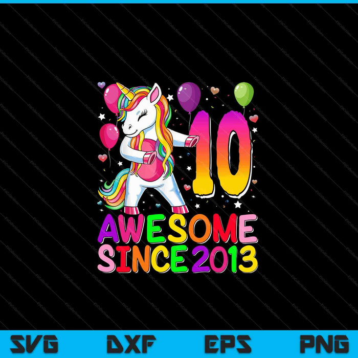 10 years old unicorn flossing 10th birthday girl unicorn party SVG cut file