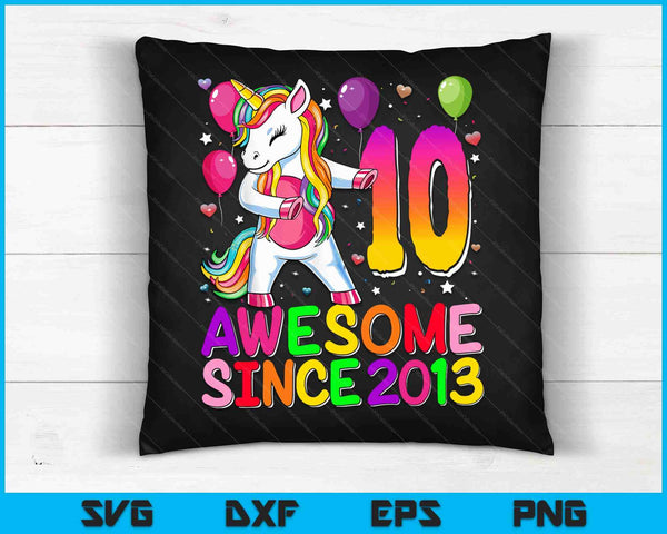 10 Years Old Unicorn Flossing 10th Birthday Girl Unicorn Party SVG PNG Digital Cutting Files