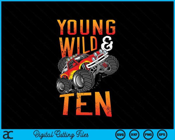 10th birthday boy monster truck rule JAM ten years SVG cut file