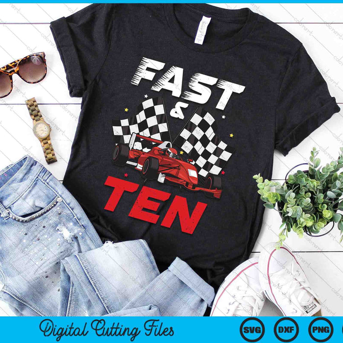 10th Birthday Boy Race Car Racing 10 Year Old Bday SVG PNG Digital Printable Files