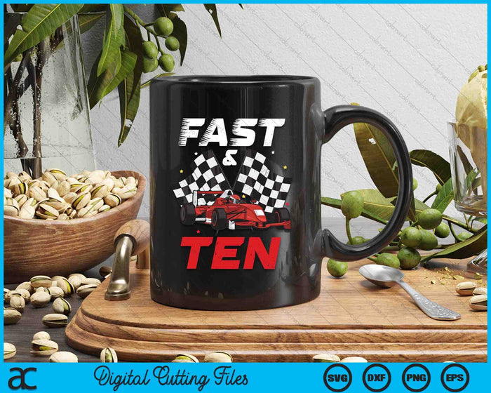 10th Birthday Boy Race Car Racing 10 Year Old Bday SVG PNG Digital Printable Files