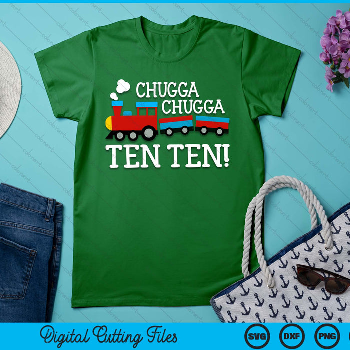 10th Birthday Boy Train Chugga Chugga Ten Ten SVG PNG Digital Cutting Files