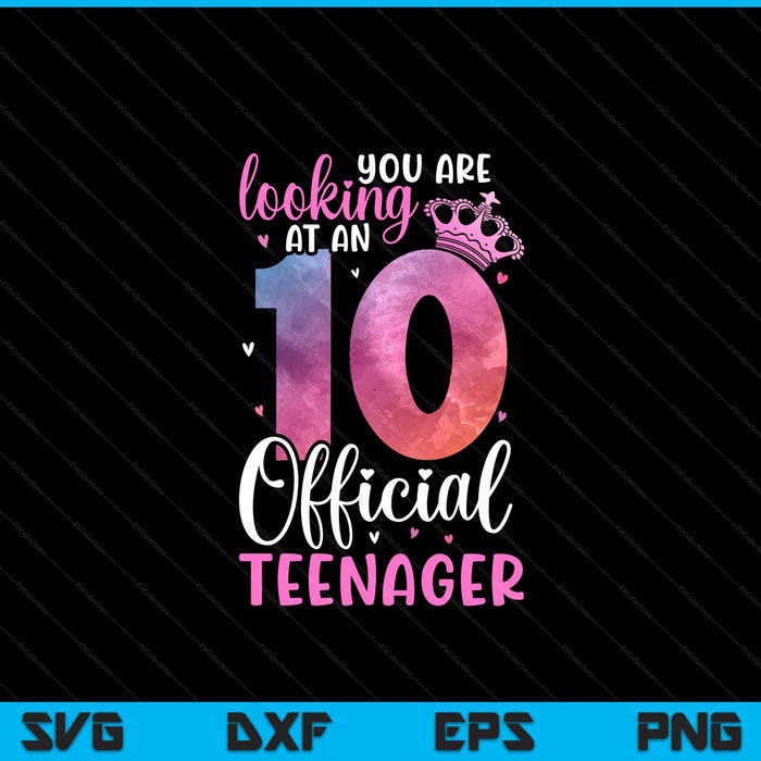 10e verjaardag meisjes 10 jaar schattig officiële tiener verjaardag SVG PNG digitale afdrukbare bestanden