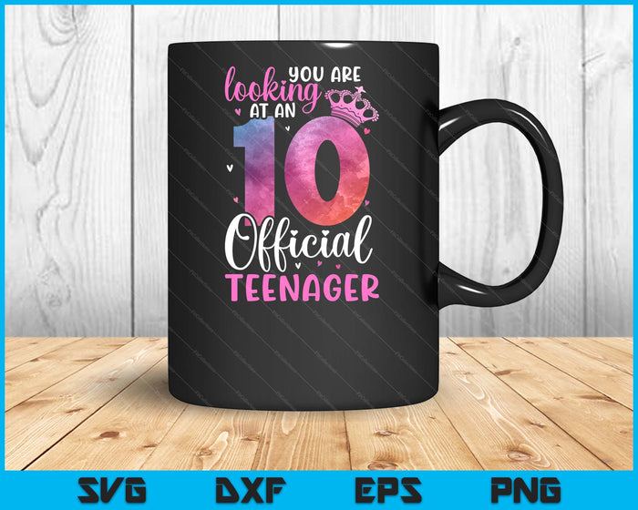 10e verjaardag meisjes 10 jaar schattig officiële tiener verjaardag SVG PNG digitale afdrukbare bestanden