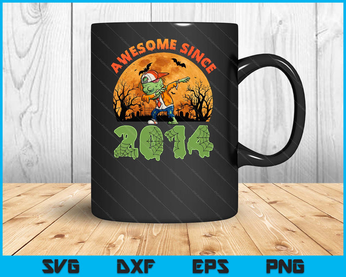 10th Birthday Halloween 10 Years Old Zombie Awesome Since 2014 SVG PNG Digital Cutting File