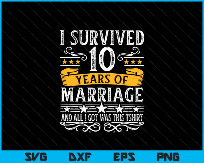 10th Wedding Anniversary Couples Husband Wife 10 Years SVG PNG Digital Printable Files