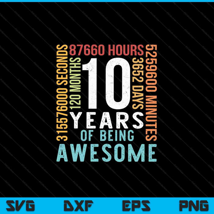 10 Years Of Being Awesome SVG PNG Cutting Printable Files