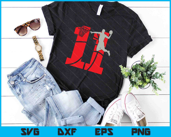 11 Year Old 11th Basketball Birthday Party Theme SVG PNG Cutting Printable Files - on a t-shirt
