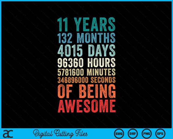 11 years 132 months of being awesome 11th birthday SVG cut file
