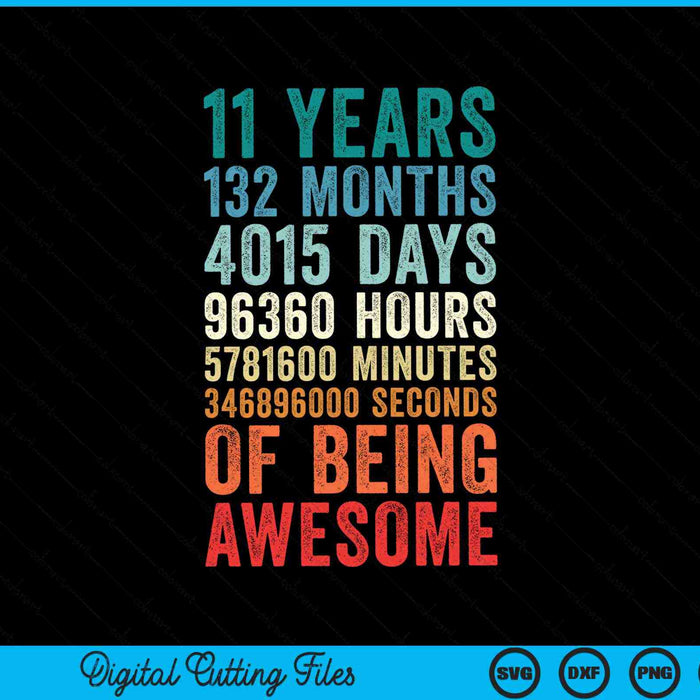 11 years 132 months of being awesome 11th birthday SVG cut file