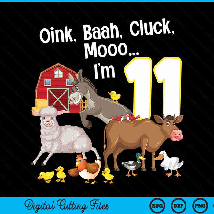 11th Birthday Eleven Year Old Farm Birthday Party Animals SVG PNG Digital Cutting Files
