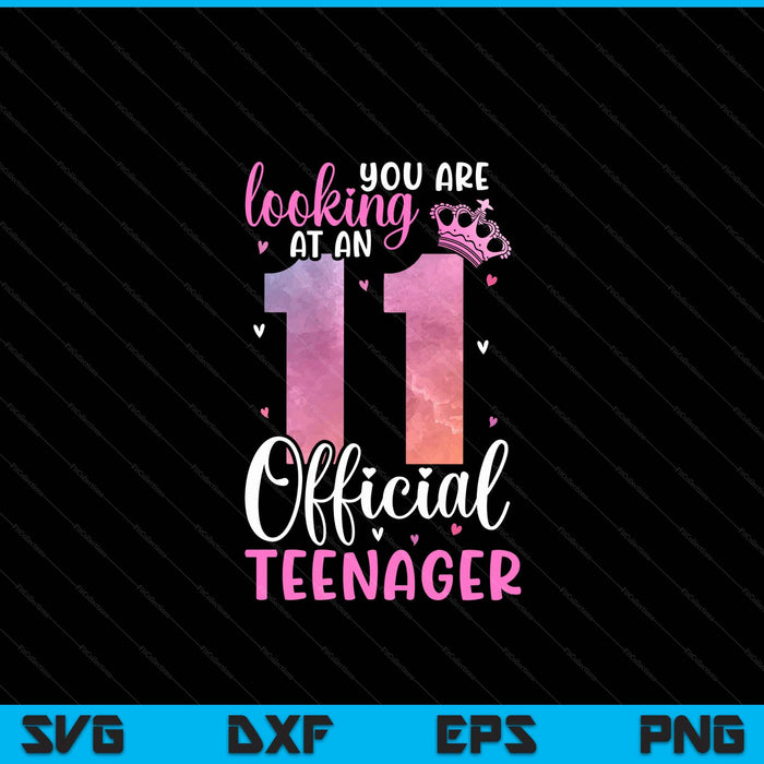 11th Birthday Girls 11 Years Cute Official Teenager Birthday SVG PNG Digital Printable Files