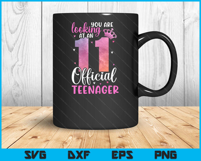 11th Birthday Girls 11 Years Cute Official Teenager Birthday SVG PNG Digital Printable Files