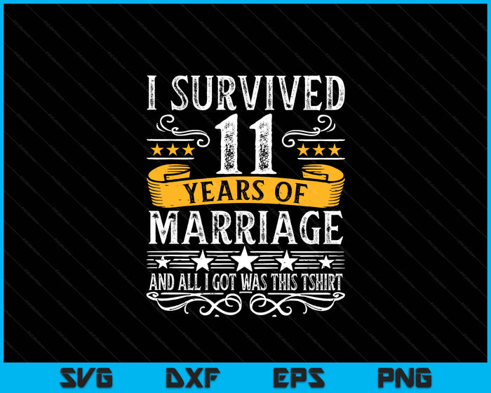11th Wedding Anniversary Couples Husband Wife 11 Years SVG PNG Digital Printable Files