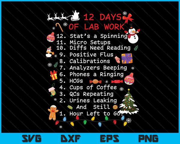 12 dagen laboratoriumleven Kerstmis medisch laboratorium wetenschapper SVG PNG digitale snijbestanden