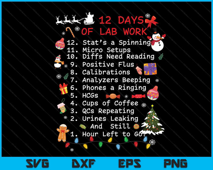 12 Days Of Lab Life Christmas Medical Laboratory Scientist SVG PNG Digital Cutting Files