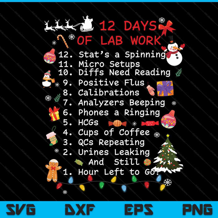 12 dagen laboratoriumleven Kerstmis medisch laboratorium wetenschapper SVG PNG digitale snijbestanden