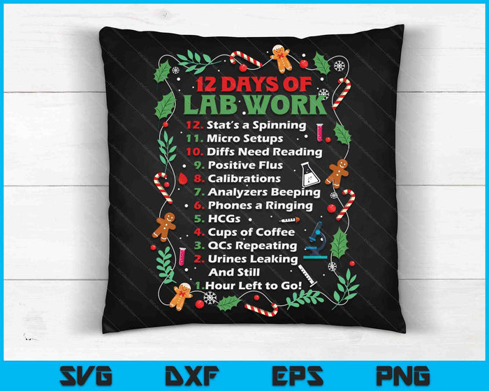 12 Days Of LabTechnician Christmas Funny Medical Laboratory SVG PNG Digital Cutting Files