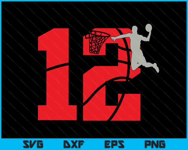 12 años 12 cumpleaños fiesta de cumpleaños de baloncesto tema SVG PNG cortando archivos imprimibles
