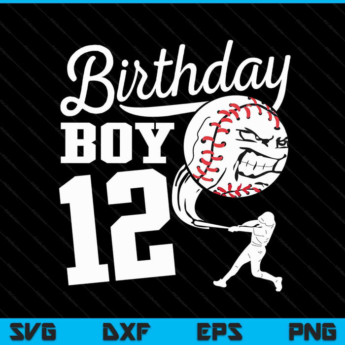 12 Year Old Birthday Gift Baseball Party Theme Kids SVG PNG Cutting Printable Files