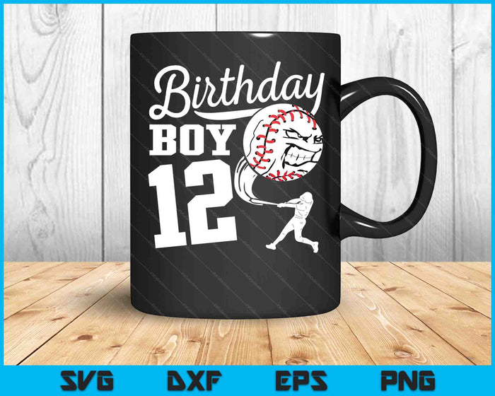 12 años de edad regalo de cumpleaños fiesta de béisbol tema niños SVG PNG cortando archivos imprimibles