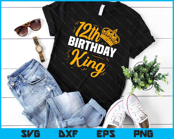 12th Birthday King Party Crown Bday Celebration SVG PNG Digital Cutting Files