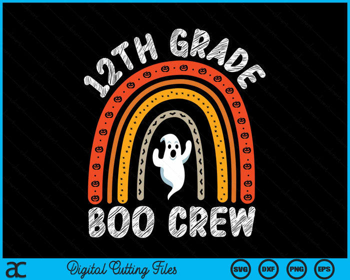 12th Grade Boo Crew Teacher Student Halloween Costume SVG PNG Digital Cutting File